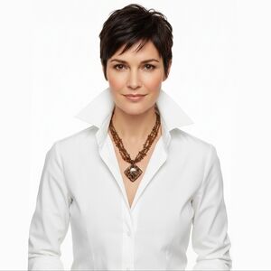 Cg Jewelry Brand Lampwork Pendant Multi-Strand Mixed Media Necklace Amber Gray